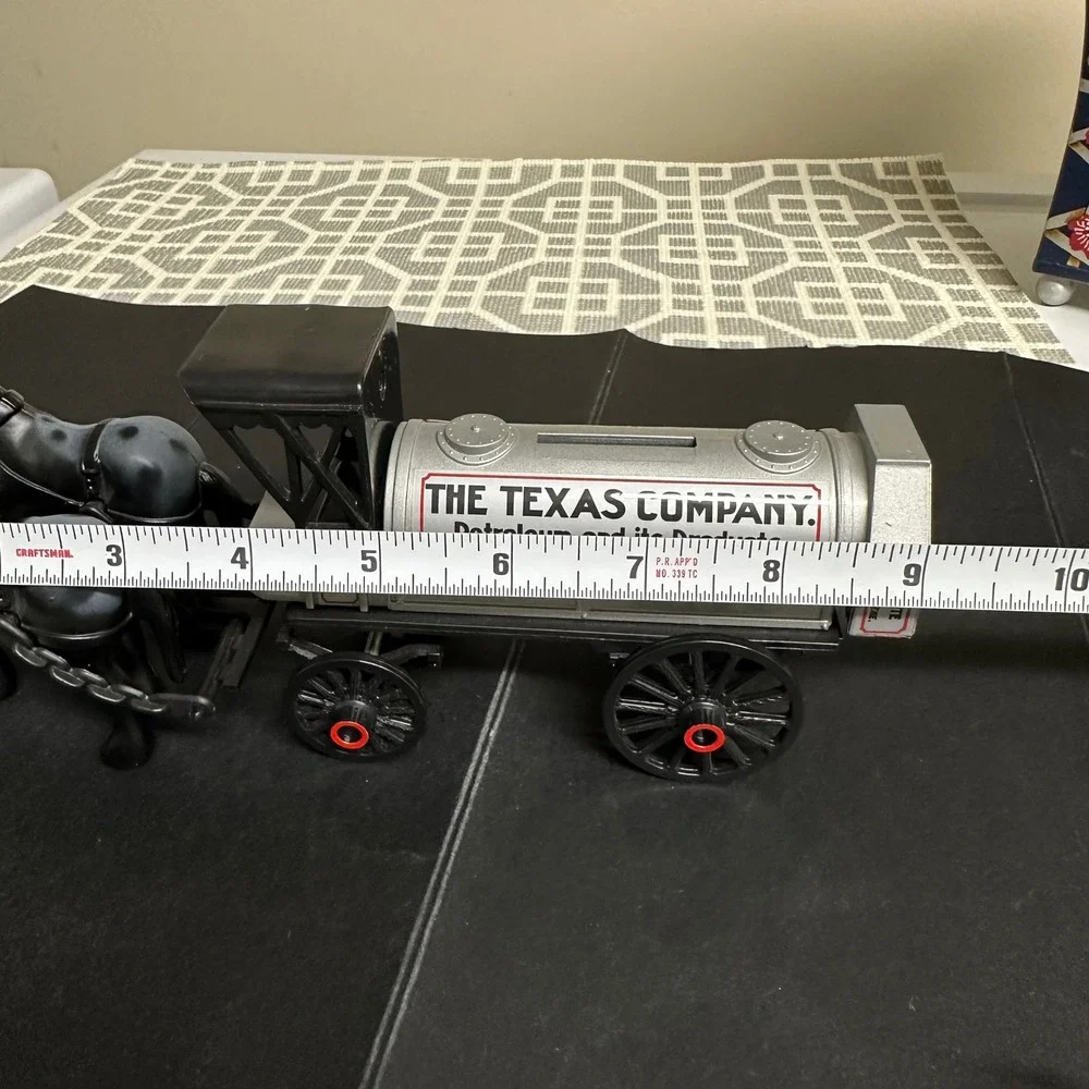 1991 ERTL Texaco Horse and Tanker Wagon Diecast coin‎ bank Vintage Gray W/ Key